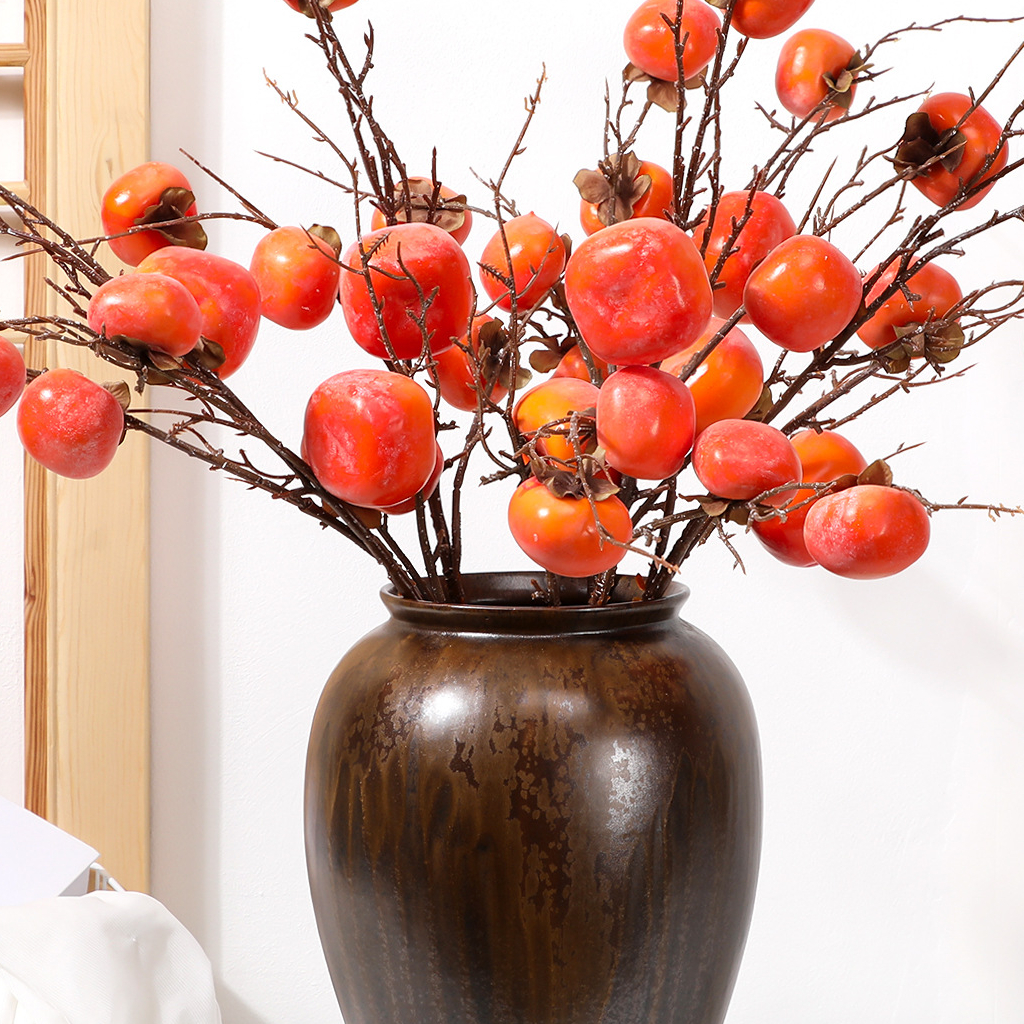 Cành Quả Hồng Bằng Nhựa Cao Cấp Dùng Để Trang Trí, Decor Phòng Khách Siêu Đẹp