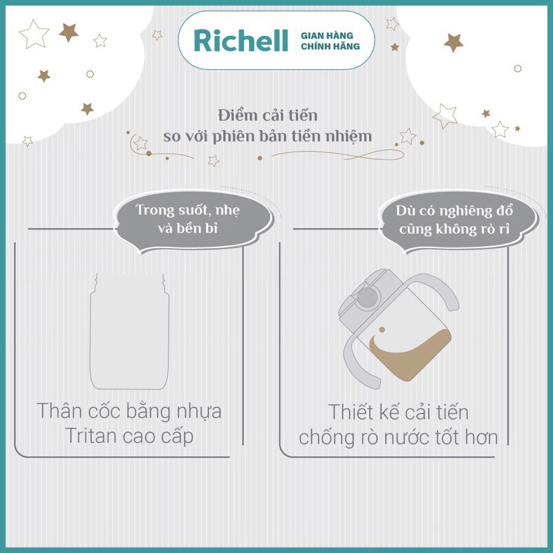 Bình ống hút Axstars Richell cho bé Nhật Bản chính hãng