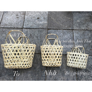 Giỏ tre, làn tre 2 quai đựng quà biếu, giỏ trứng, giỏ quà truyền thống shop Mây tre Anh Thư