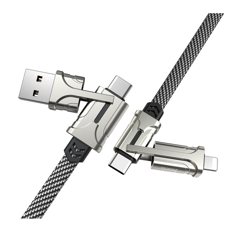 Dây sạc nhanh, truyền dữ liệu, đa năng 4 trong 1 công suất 60w Cáp bọc dù chắc chắn chống cháy nổ - Bảo hành chính hãng
