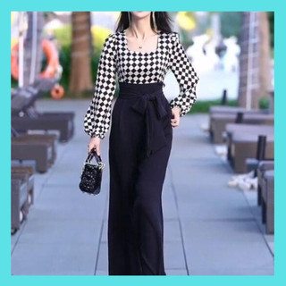 Jumpsuit Dài Ống Rộng, Bộ Áo Liền Quần Hàng Thiết Kế Cổ Vuông Kèm Belt Chất Lụa Nhật Cao Cấp Hack Dáng Siêu Xinh.
