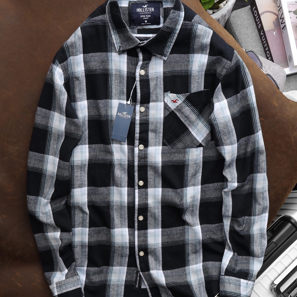Áo Sơ Mi Nam Caro Flannel Hollister - Hàng Hiệu Xuất Khẩu - Chất Liệu Mềm Mại - Form Slim Fit Tôn Dáng
