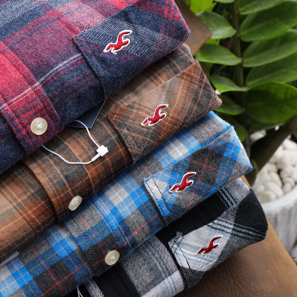 Áo Sơ Mi Nam Caro Flannel Hollister - Hàng Hiệu Xuất Khẩu - Chất Liệu Mềm Mại - Form Slim Fit Tôn Dáng