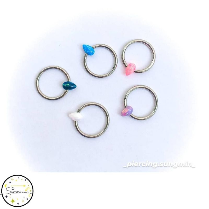 khuyên tai khuyên septum titan Titanium cao cấp đá opal