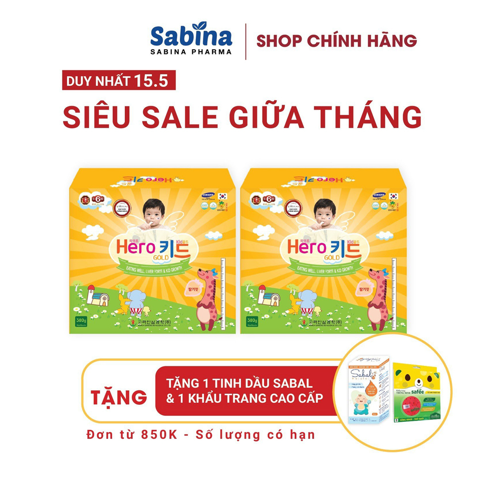 [Combo 2 Hộp Hero Kid Gold - Vitamin, canxi cho bé, hỗ trợ cải thiện biếng ăn, mệt mỏi, tă