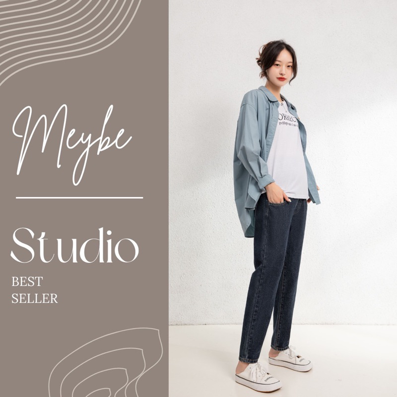 QUẦN JEAN BẦU CÔNG SỞ DẠO PHỐ THIẾT KẾ CAO CẤP MEYBE