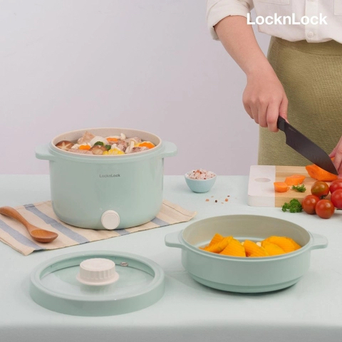 Nồi Điện Đa Năng LocknLock Electric Multi Pot EJP156MIT 220V, 600W, 2L- Màu Mint EJP436IVY 1.5L Màu Trắng - BABYHOPSG