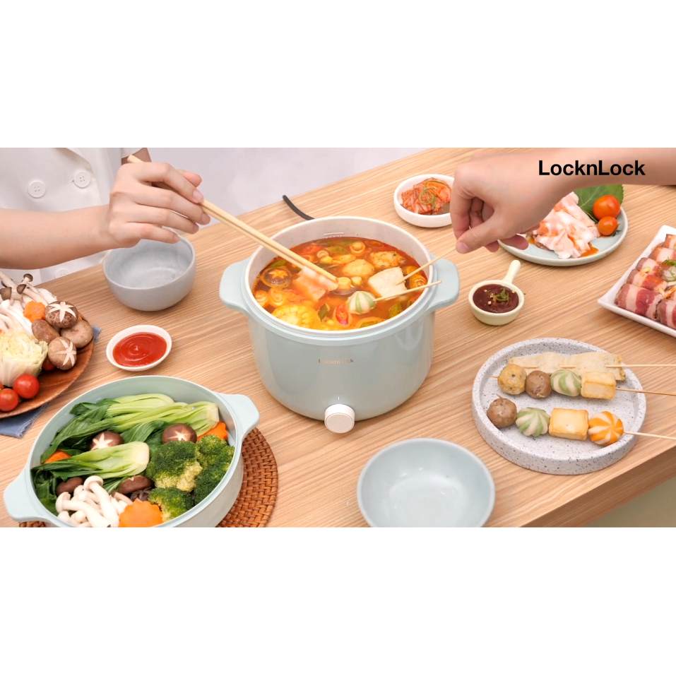 Nồi Điện Đa Năng LocknLock Electric Multi Pot EJP156MIT 220V, 600W, 2L- Màu Mint EJP436IVY 1.5L Màu Trắng - BABYHOPSG