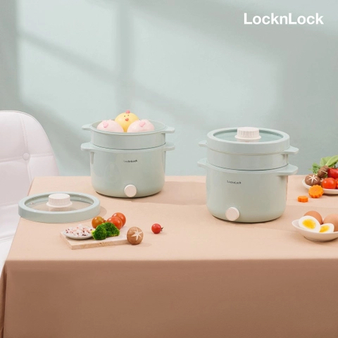 Nồi Điện Đa Năng LocknLock Electric Multi Pot EJP156MIT 220V, 600W, 2L- Màu Mint EJP436IVY 1.5L Màu Trắng - BABYHOPSG