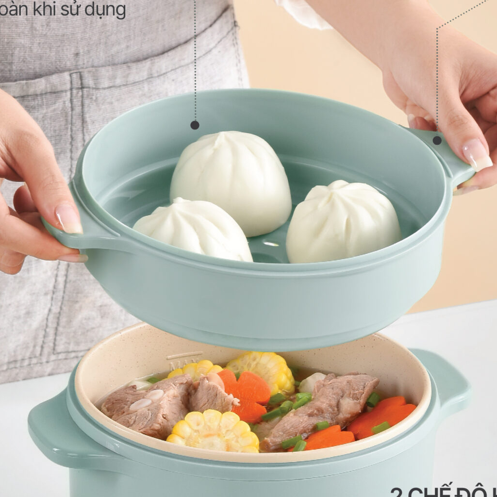 Nồi Điện Đa Năng LocknLock Electric Multi Pot EJP156MIT 220V, 600W, 2L- Màu Mint EJP436IVY 1.5L Màu Trắng - BABYHOPSG