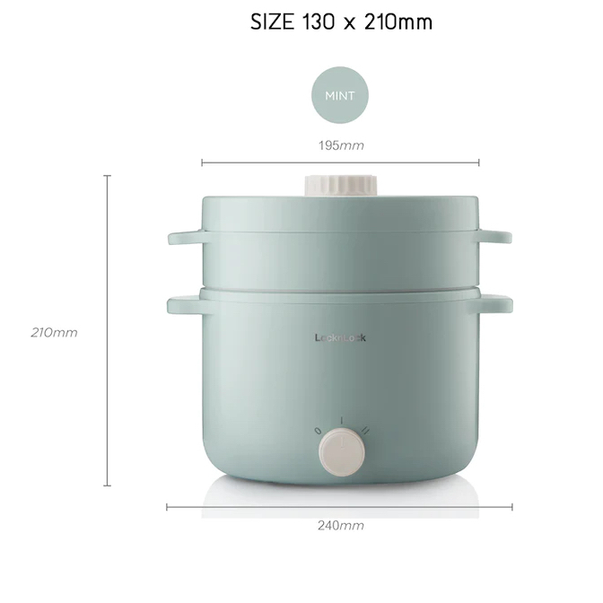 Nồi Điện Đa Năng LocknLock Electric Multi Pot EJP156MIT 220V, 600W, 2L- Màu Mint EJP436IVY 1.5L Màu Trắng - BABYHOPSG