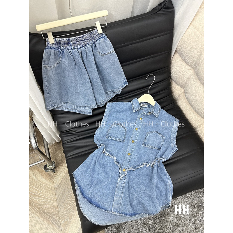 Hv-Set áo sơ mi  sát  nách túi ngược , quần jean sọt::190k