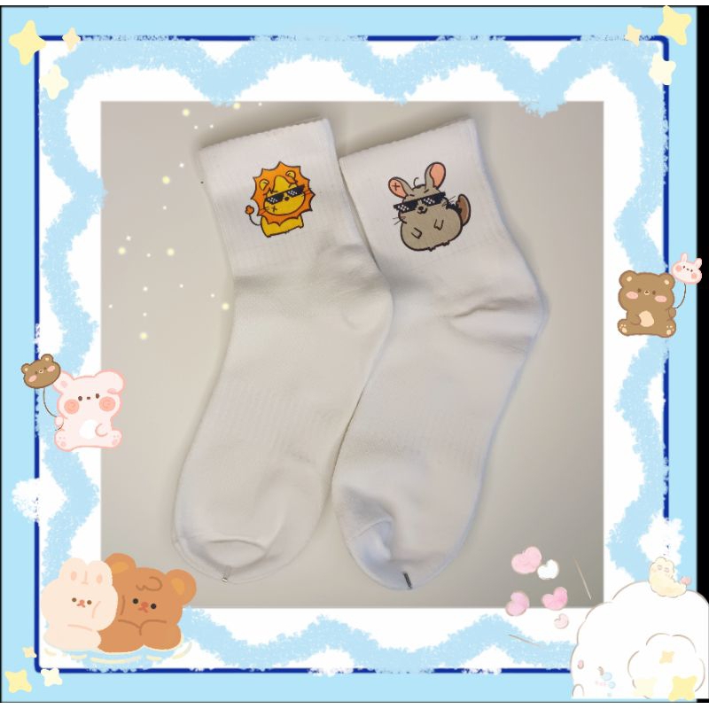 Tất Vớ Cotton In Hình Bé Lion và Chinzilla