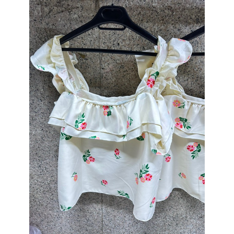Áo peplum ngắn tay cánh tiên in hoa nhí siêu đỉnh, Áo cổ vuông cánh tiên xinh🌈🌈🌈