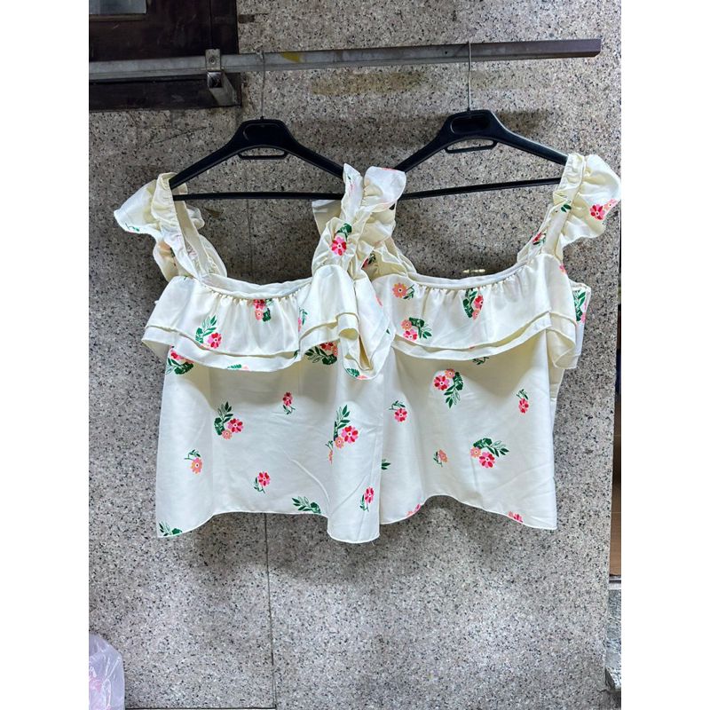 Áo peplum ngắn tay cánh tiên in hoa nhí siêu đỉnh, Áo cổ vuông cánh tiên xinh🌈🌈🌈