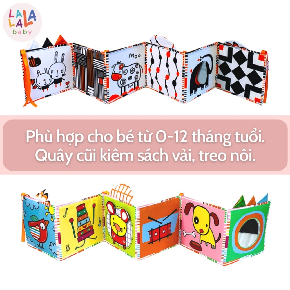 Sách Vải ZigZag Đa Tương Tác Kiêm Đồ Chơi Quây Cũi Kích Thích Thị Giác Cho Trẻ Sơ Sinh - Lalala Baby