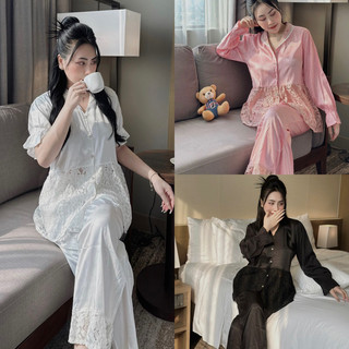 Bộ pijama lụa xước tiểu thư