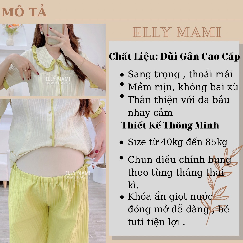 ( 40kg - 85kg ) Đồ Bộ Bầu Và Sau Sinh Cổ Bèo Lửng ,  Gấu Nơ , Đũi Gân , Nhiều Màu Form Dễ Mặc , Siêu Mát Nhẹ Tênh