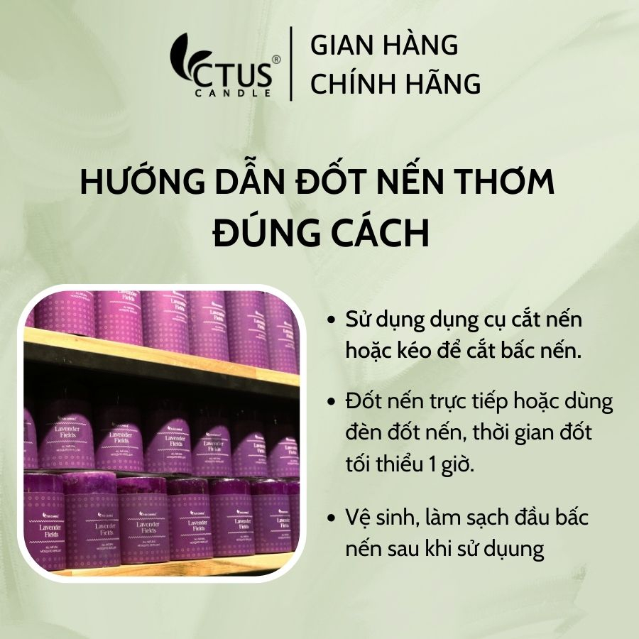 Nến thơm Lavender Fields đuổi muỗi hình trụ Ctus Candle 10.9 - 16.9 oz hương hoa oải hương ngọt ngào