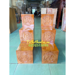 Bục tam cấp bàn thờ thần tài chạm khắc phúc lộc thọ