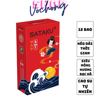 [MUA 1 TẶNG 1] Bao cao su Sataku 5 in 1 hộp 10 cái