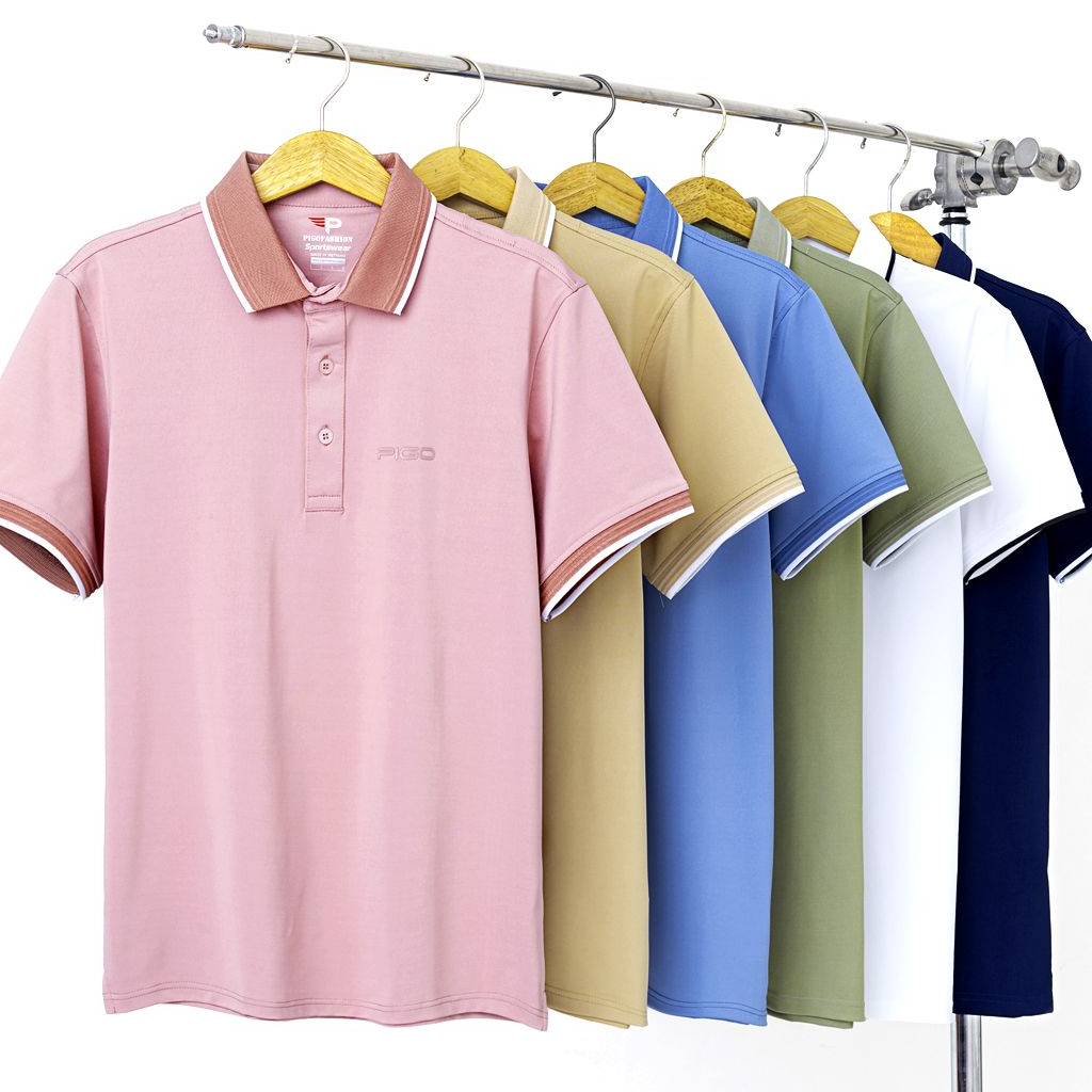 Áo thun nam cổ bẻ chất liệu cao cấp chính hãng Pigofashion có viền phối SPMPPL36