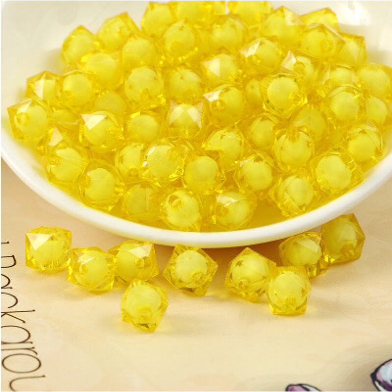 100gr-500gr hạt cườm vuông có nhân 10mm nhiều màu sắc