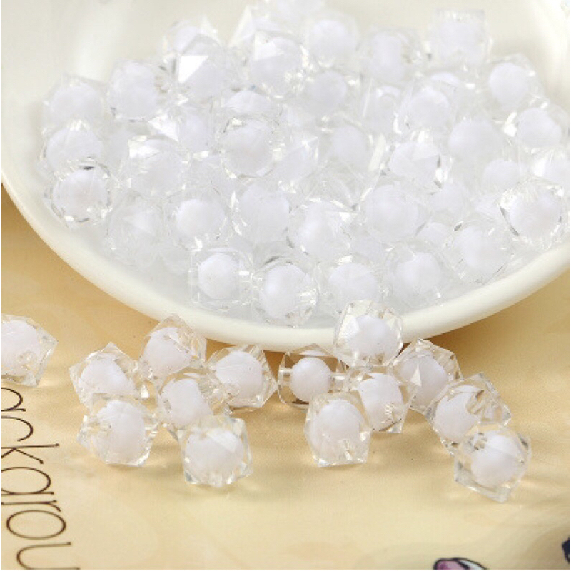 100gr-500gr hạt cườm vuông có nhân 10mm nhiều màu sắc