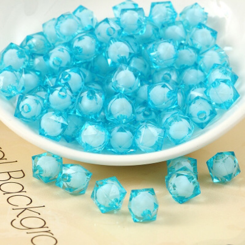 100gr-500gr hạt cườm vuông có nhân 10mm nhiều màu sắc