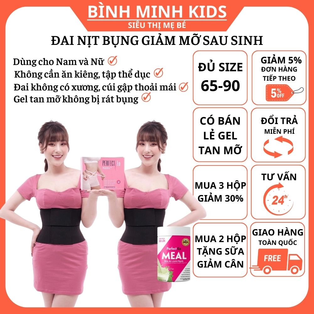 Đai nịt bụng giảm tan mỡ sau sinh perfect eo, kem tan mỡ bụng