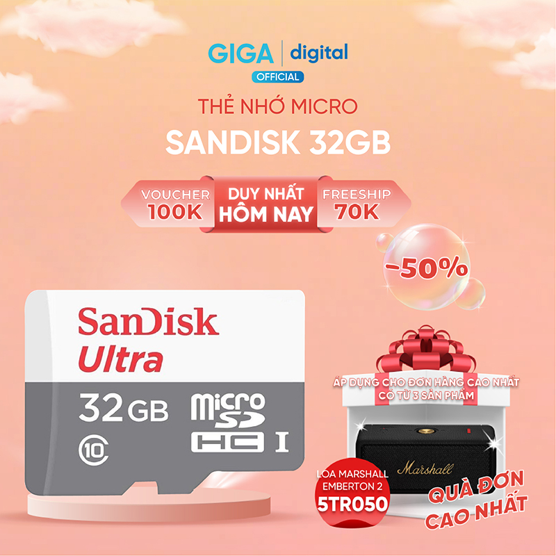 Thẻ Nhớ Sandisk Ultra 32GB - Chống Nước, Chống Từ Tính, Chống Nhiệt Độ Cực Cao Và Chống Tia X