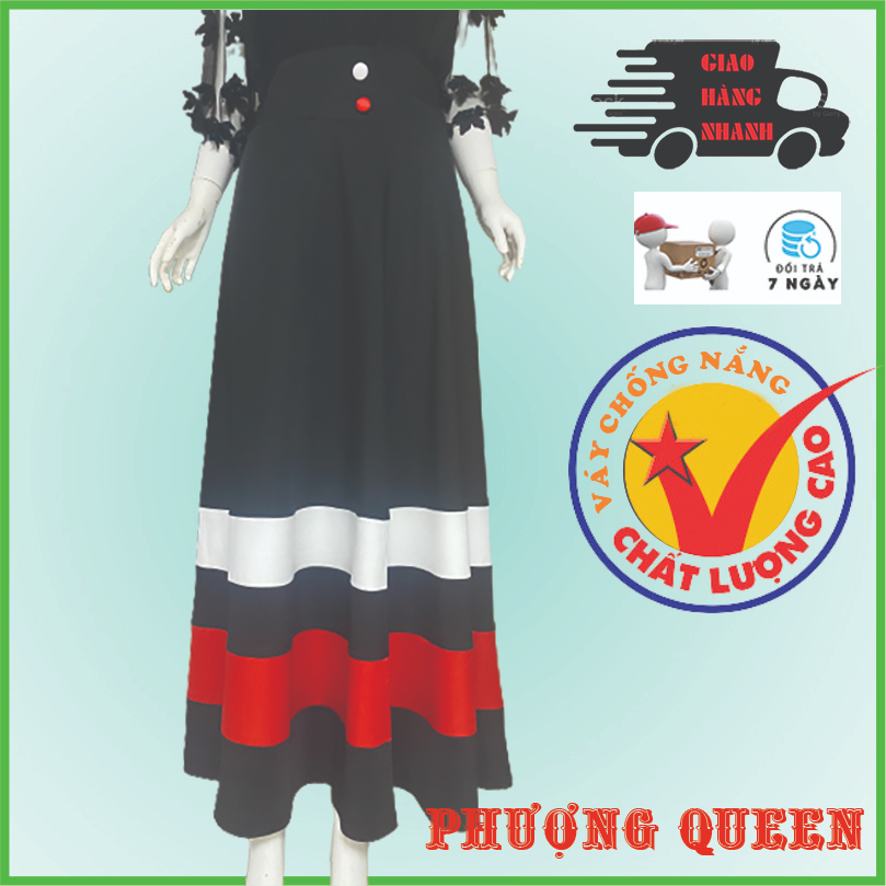 V5 Váy phối màu độc đáo, đẹp. Váy chống nắng thời trang cao cấp Phượng Queen, vải dày chống nắng tốt, che phủ rộng.