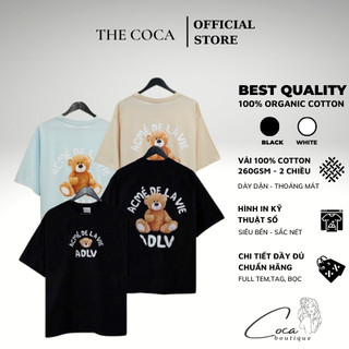 Áo ADLV Teddy Bear - Chất 100% Cotton 2 chiều chi tiết Chuẩn hãng - Áo thun ADLV nam nữ Tay Lỡ Form Rộng The