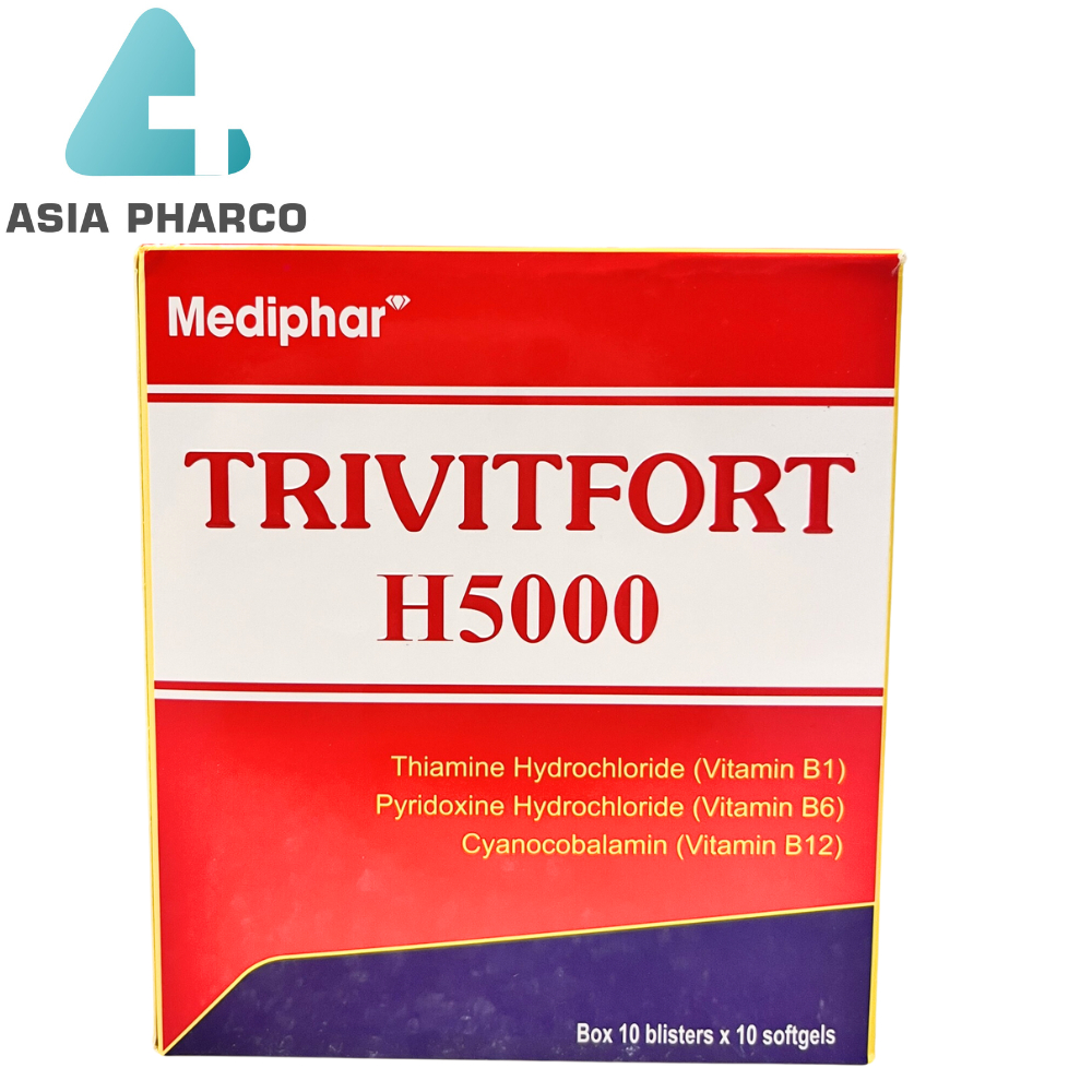 TRIVITFORT H5000 giúp bổ sung vitamin B1, B6, B12 cho cơ thể - Hộp 100 Viên