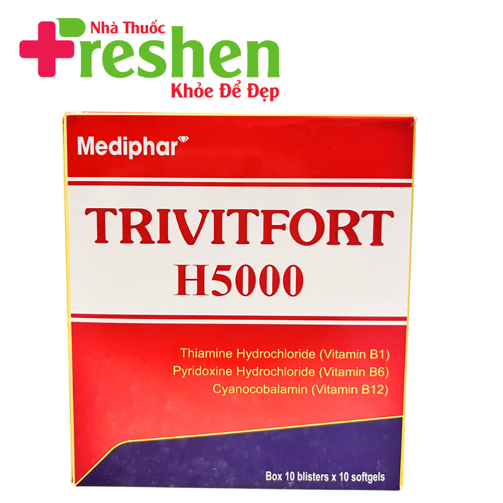 TRIVITFORT H5000 giúp bổ sung vitamin B1, B6, B12 cho cơ thể - Hộp 100 Viên