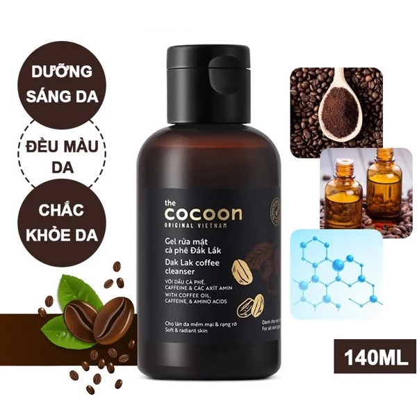 Gel rửa mặt cà phê Đắk Lắk COCOON cho làn da tươi mới 140ml