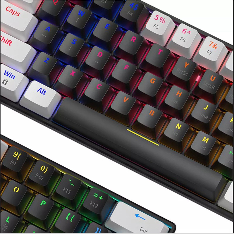 Bàn Phím Cơ Kết Nối Dây Type-C KA6406  63 Phím Màu Trắng Đen/Hồng Trắng/Đen/Trắng | GEARBROS