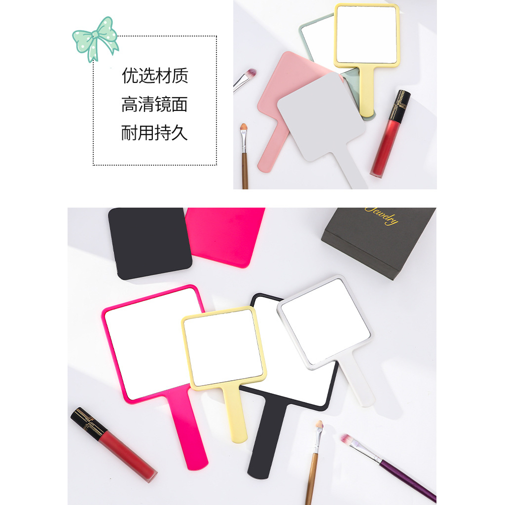 Gương Trang Điểm Cầm Tay Hình Vuông Có Tay Cầm Tiện Lợi