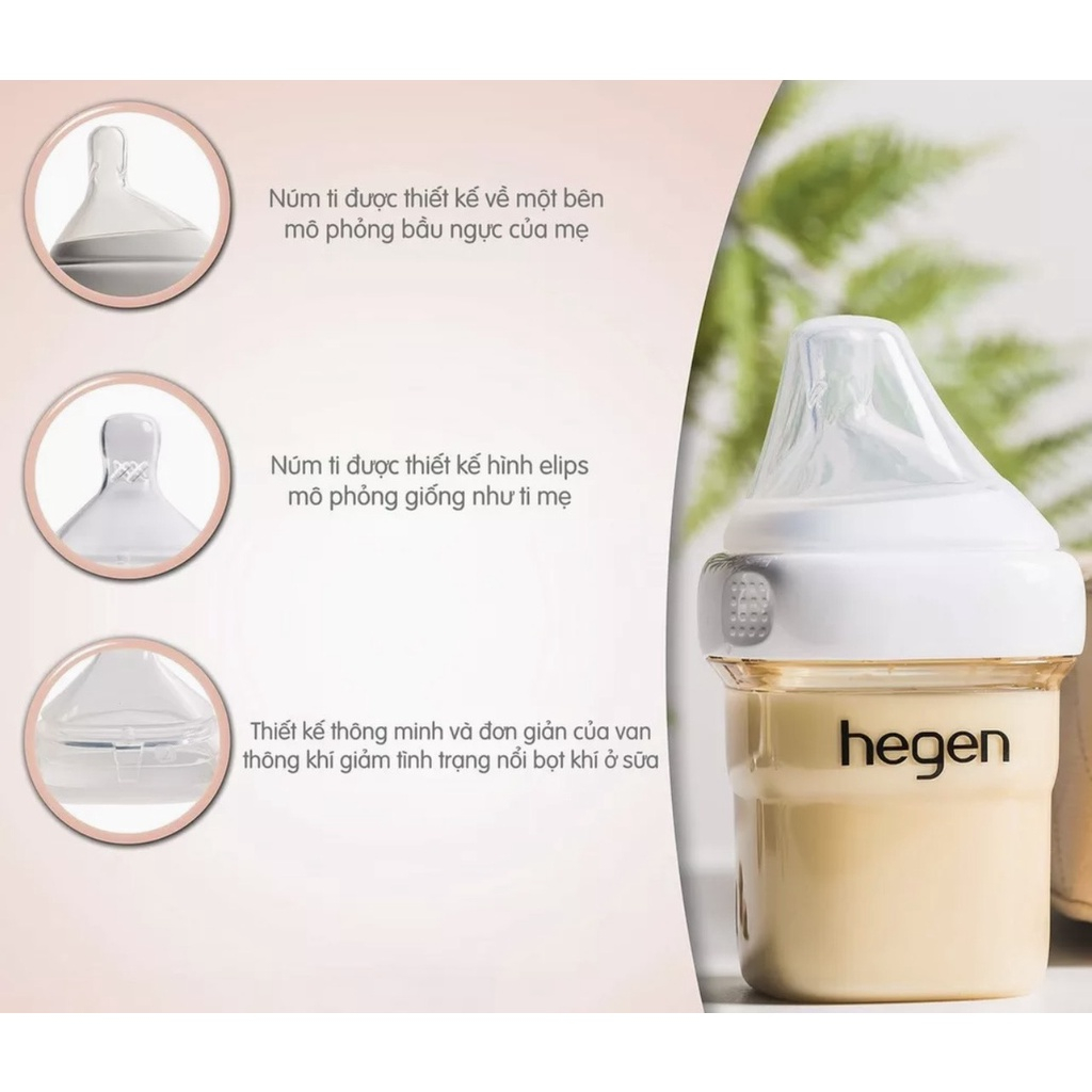Bình sữa HEGEN PPSU 60ml / 150ml / 240ml / 330ml - núm ti Hegen - nắp đậy Hegen (Hàng chính hãng)
