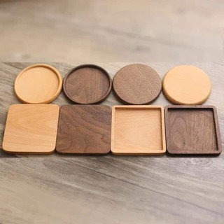 Lót ly gỗ tự nhiên , công nghiệp vuông , tròn đường kính 9cm