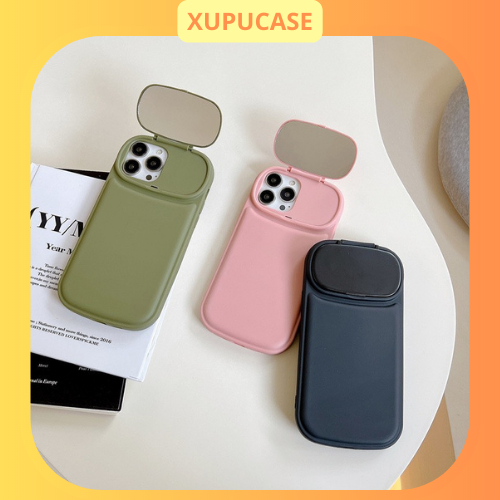 [Đen, Tím, Nâu, Trắng Sữa] Ốp nắp lật mặt gương trang điểm x/xs/xsmax/11/12/13/14/pro/max