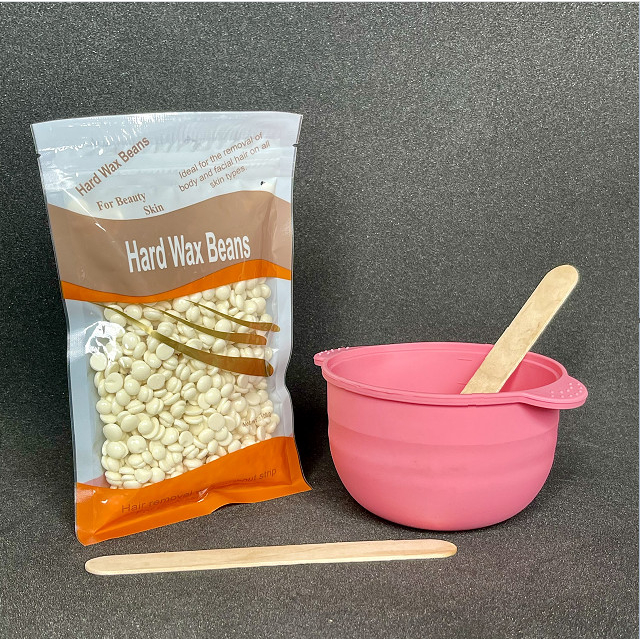 Combo wax hạt đậu gói 100g + chén wax silicon TẶNG KÈM QUE WAX