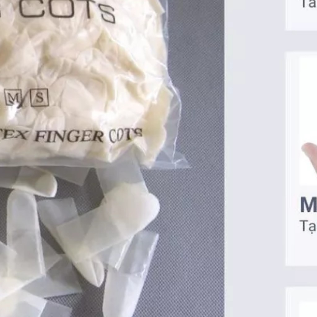 Bao ngón tay cao su không đai, nhám đầu gói 1000 chiếc