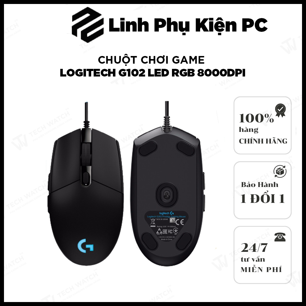 Chuột Gaming Chuột Chơi Game Logitech G102 Led RGB 8000DPI (Bảo Hành 12 Tháng) - Hàng Nhập Khẩu Loại 1