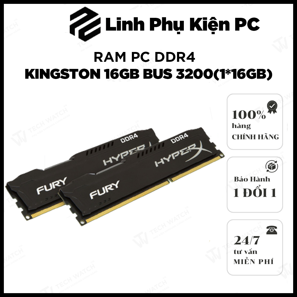 Ram PC DDR4 Kingston 16GB Bus 3200(1*16gb) hàng mới 100% bảo hành 36 tháng | BigBuy360 - bigbuy360.vn