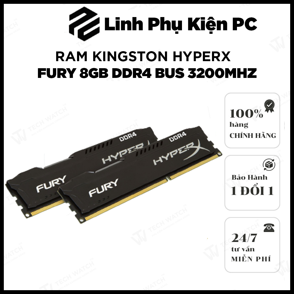 RAM Kingston HyperX Fury 8GB DDR4 Bus 3200MHz bảo hành 36 tháng