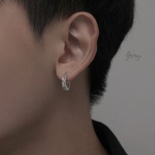 Khuyên tai nam tròn bạc 925 2 màu đen trắng tròn tì hưu unisex (1 chiếc) | GEMY SILVER KN98