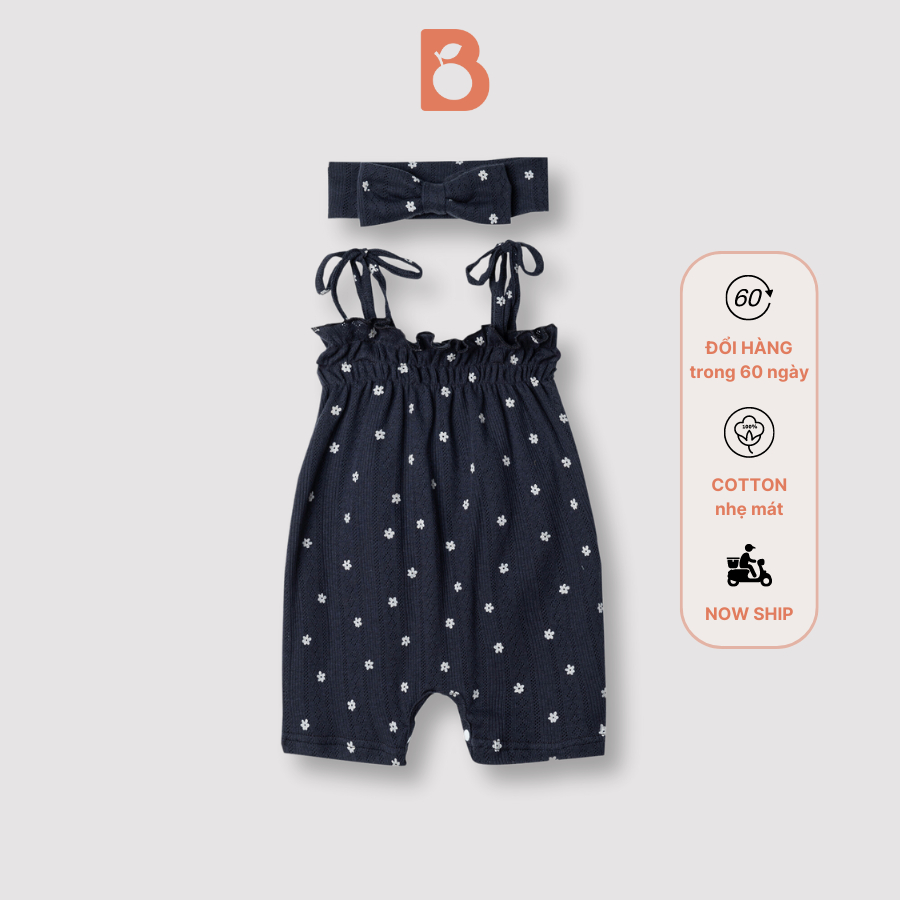 Jumpsuit cho bé BERRY 2 dây họa tiết hoa nhí dáng đùi bo chun phía trên VIEVIE