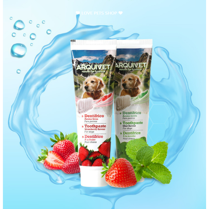 BỘ BÀN CHẢI KÈM KEM ĐÁNH RĂNG CHO CHÓ MÈO ARQUIVET "MẪU MỚI" - LOVE PETS SHOP