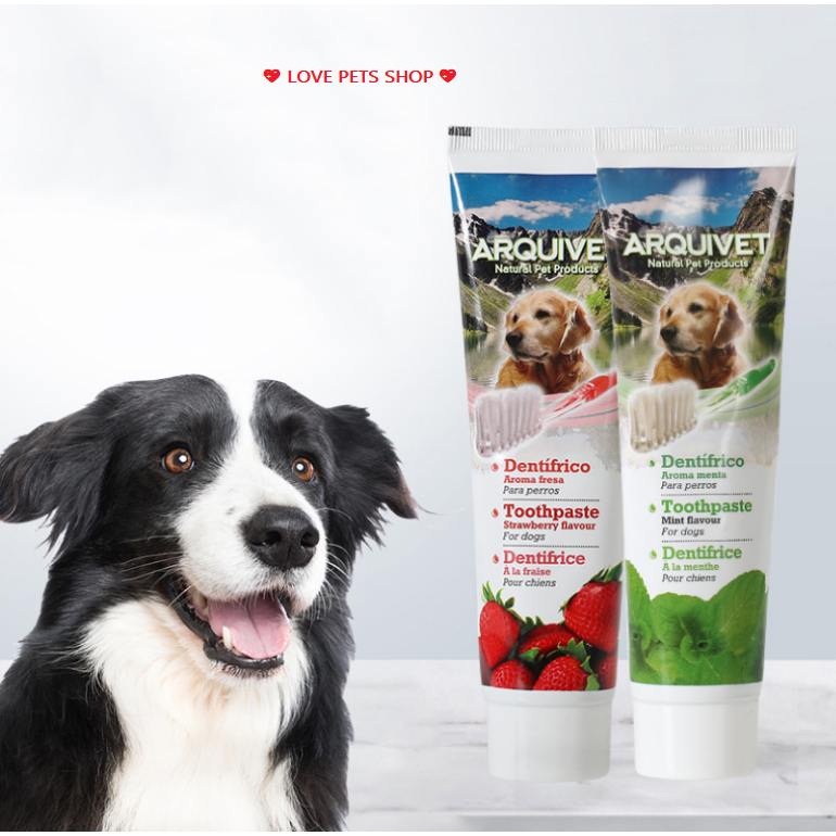 BỘ BÀN CHẢI KÈM KEM ĐÁNH RĂNG CHO CHÓ MÈO ARQUIVET "MẪU MỚI" - LOVE PETS SHOP